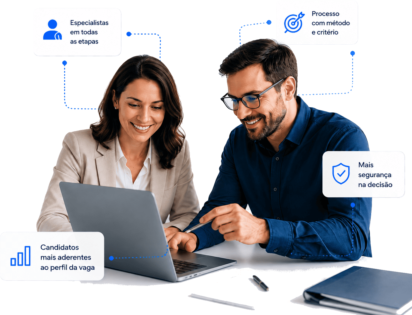 Especialistas FEAT RH conduzindo processo seletivo